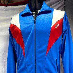 Asics Vibrant Blue Color-Blocked Track Jacket - Retro Sporty Elegance